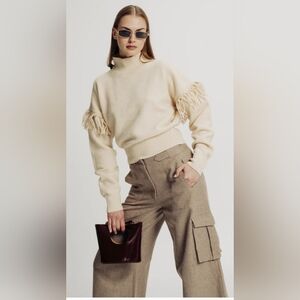 Torn by Ronny Kobo Bernee Wide-Leg Cargo Pants Brown Linen Blend – Size M, NWT